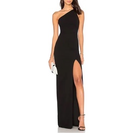 Vestido longo best sale preto fenda formatura