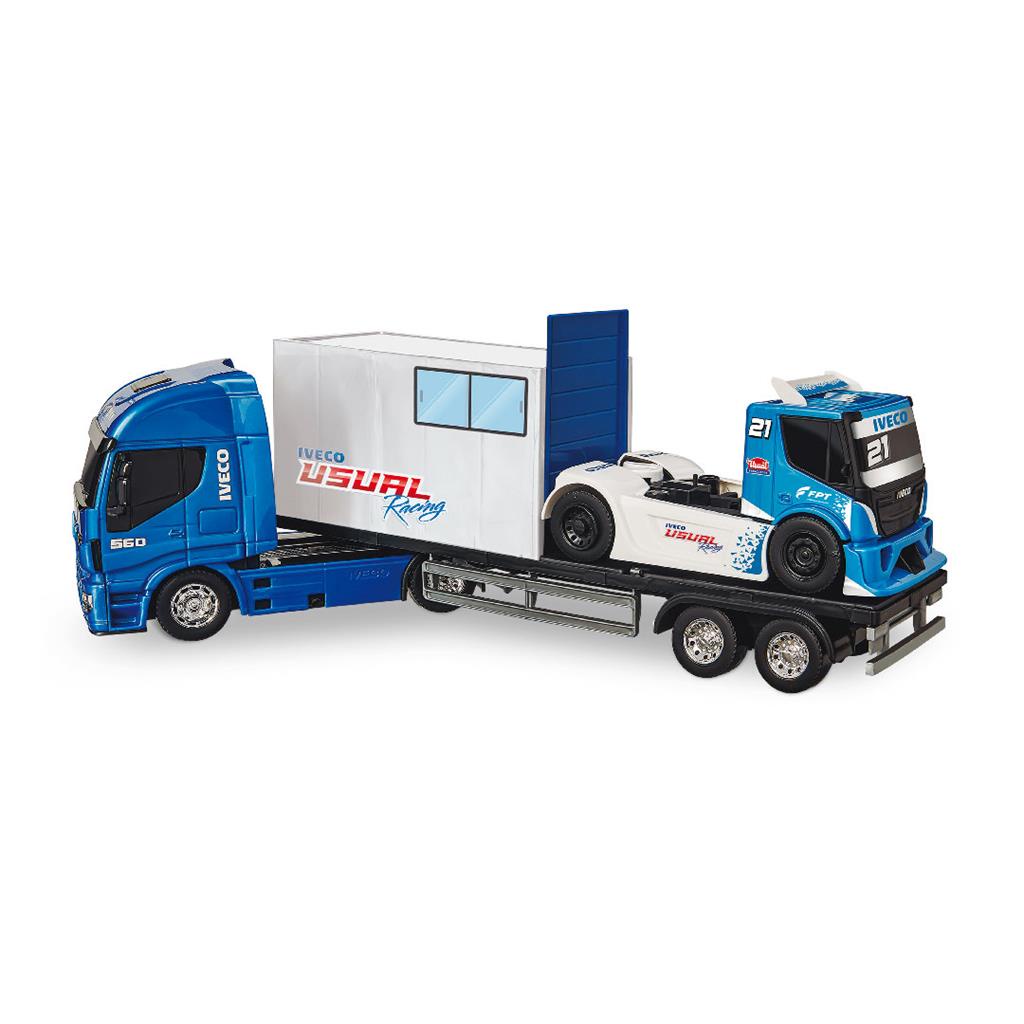 Caminhão Carreta Iveco + Empilhadeira Brinquedo Infantil Miniatura
