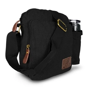 Bolsa Transversal Pequena Lona Unissex + Porta Garrafa Ro11