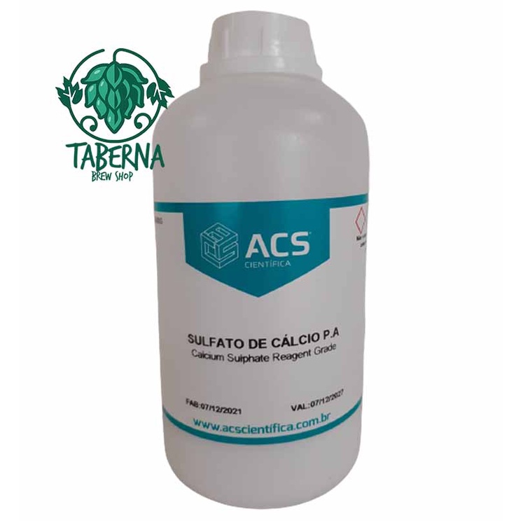 Sulfato de Cálcio - CaSO4 PA - 500g - Correção da água cervejeira ...