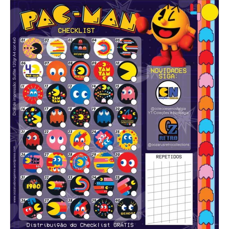 Tazos Pac Man - Valor por unidade - Ler descrição do anúncio
