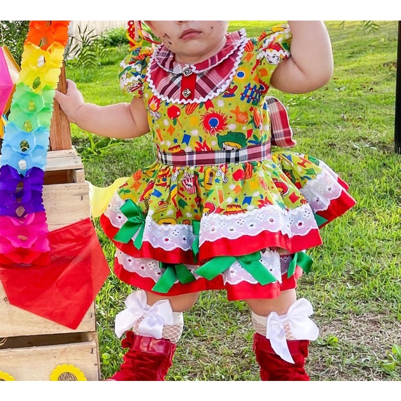 Vestido festa junina hot sale bebe 4 meses