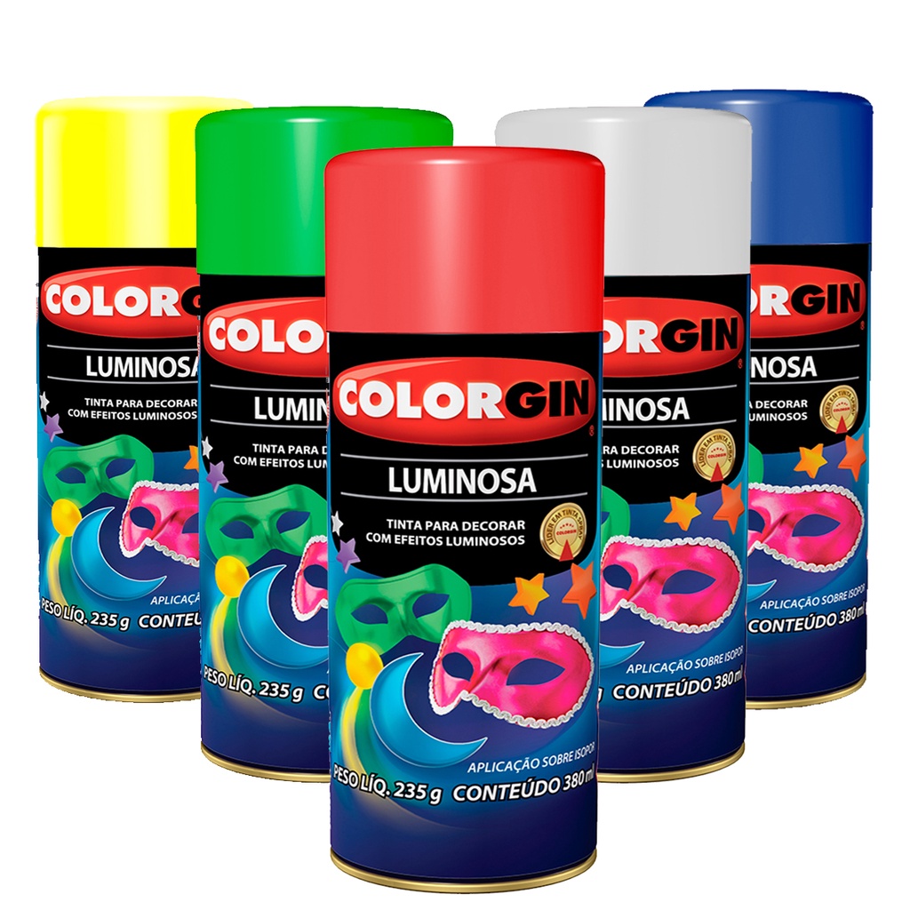 Colorgin Spray Luminoso 350ml - Escolha A Sua Cor! | Shopee Brasil