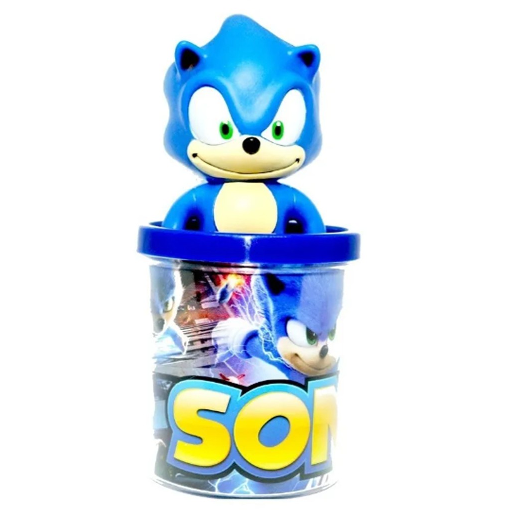 Boneco Sonic Azul Pequeno com Caneca Personalizada