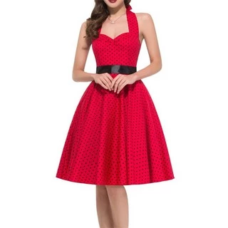 Vestido De Bolinha Anos 60 ou 70 Festa Retrô Vintage Traje Para Baile Fantasia Midi Bolas Poá Evangélico Barato P24
