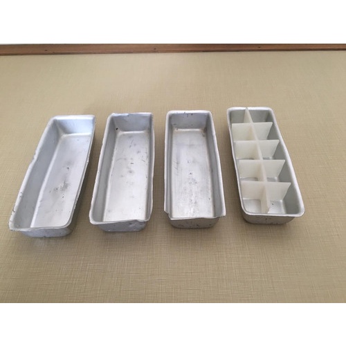 4 Forminhas De Gelo Em Alumínio Antigas Usadas