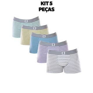 Kit 5 Cuecas Box Boxer Algodão Antialérgico Listras Alta Qualidade e Conforto Oferta