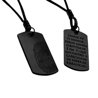 Colar Placa identidade Black