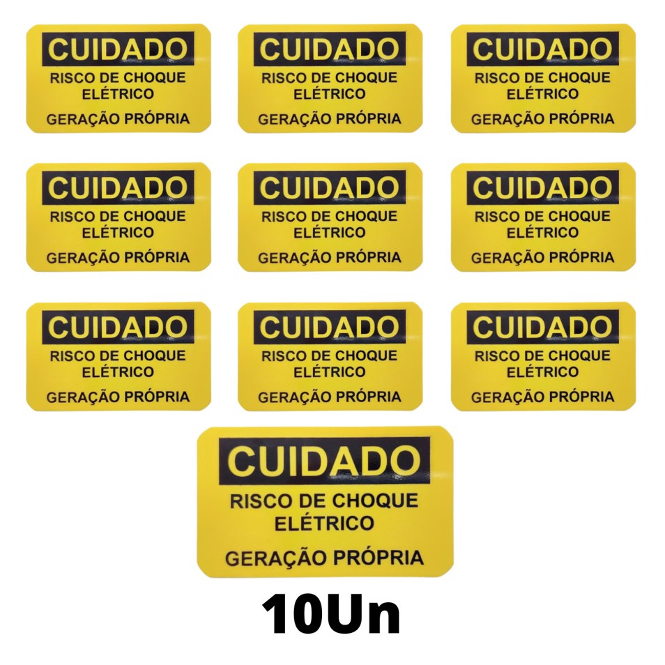 Placa Cuidado Risco de Choque Elétrico Geração Própria Celesc - Tam 85x50 PVC/PS c/ 10un