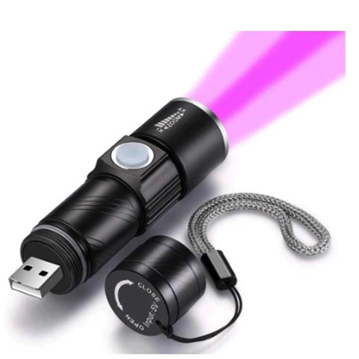 Lanterna Ultravioleta Usb Led Potente Luz Negra Uv Escorpião