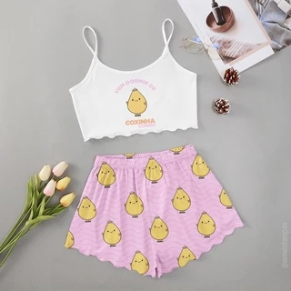 Pijama feminino adulto COXINHA roupa de dormir moda verão 2022