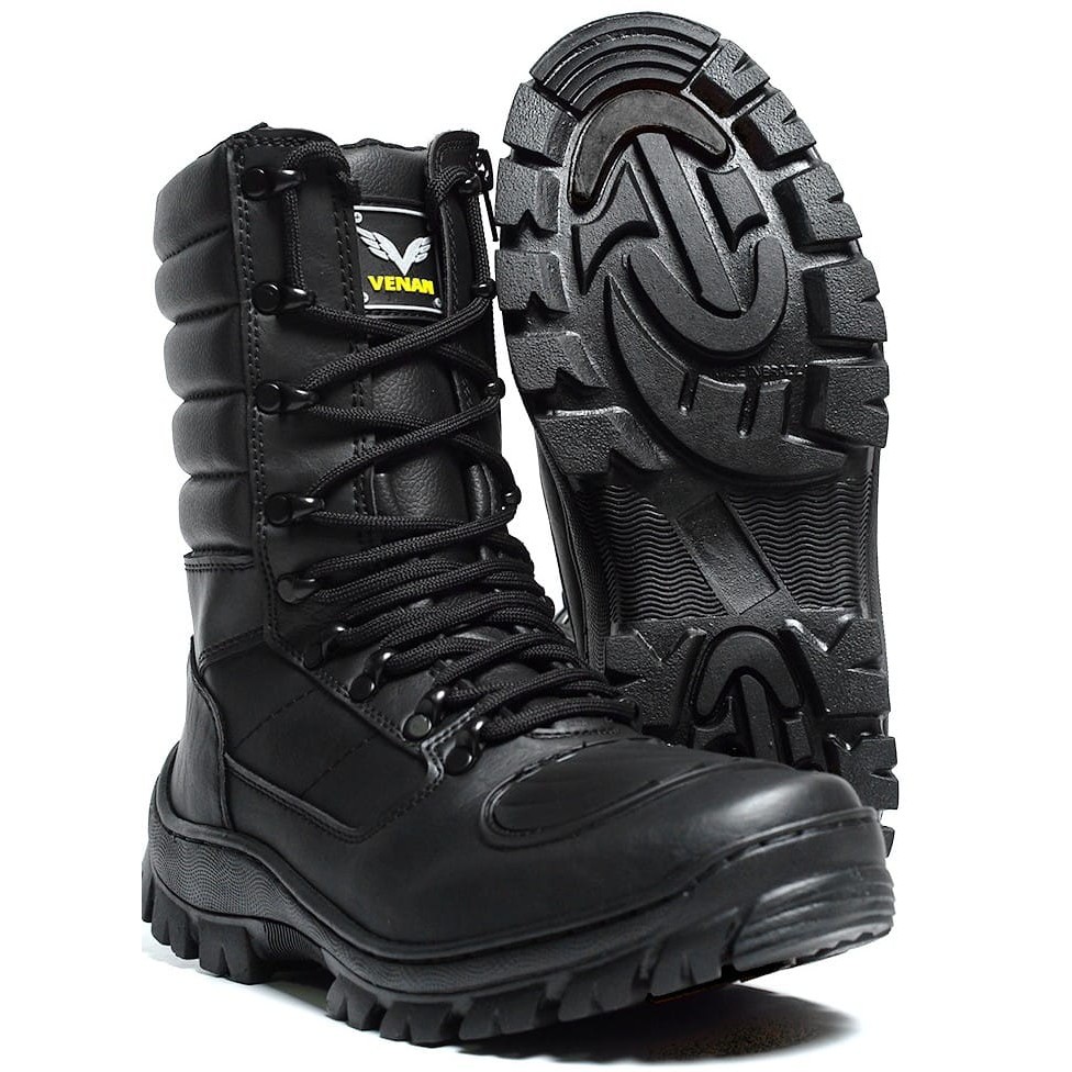 Bota Coturno Masculino Tático Militar Zíper Lateral Solado Costurado  Motociclista Segurança Airsoft Paintball VENAN-8600-1