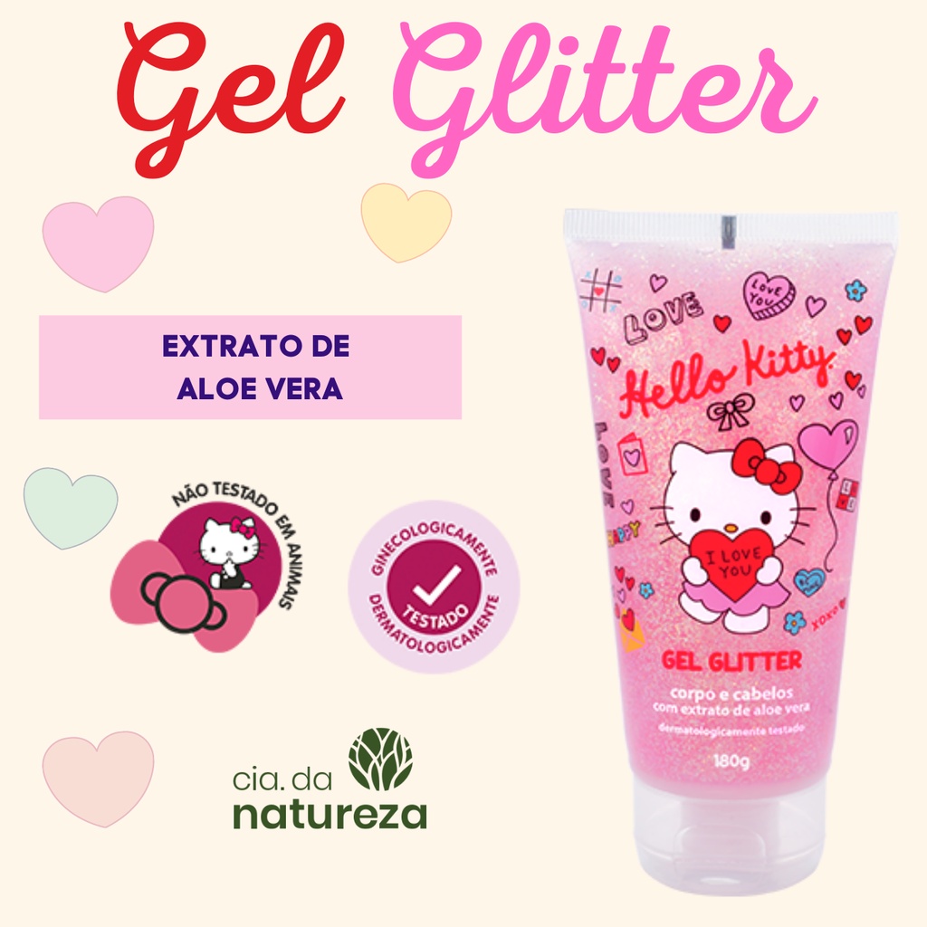 Gel Glitter Infantil Hello Kitty Corpo E Cabelos 80G