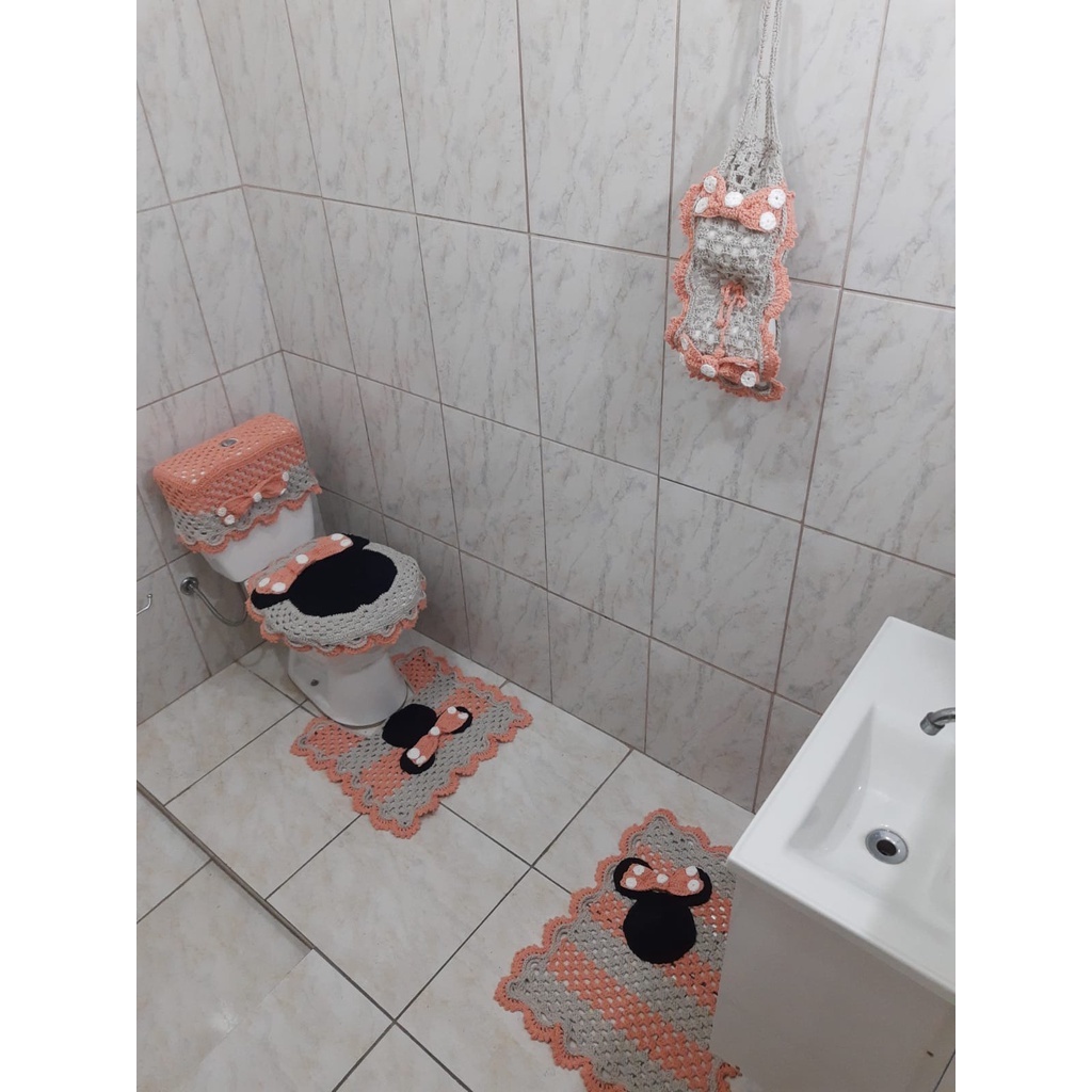 Jogo De Banheiro Em Crochê Minie 5 Peças