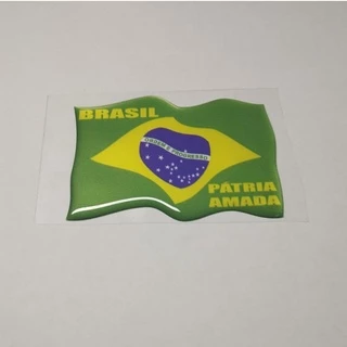 Emblema Adesivo Bandeira Resinado Brasil (Pátria Amada) Tremula