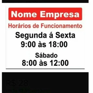 Placa Horário de funcionamento 60x40cm