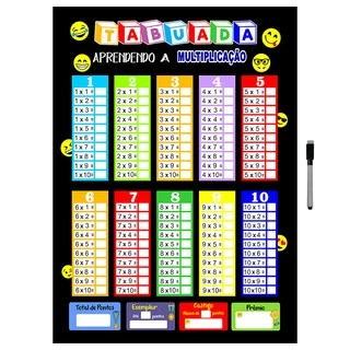 Mural Tabuada De Metal Multiplicação 60x40cm + Caneta
