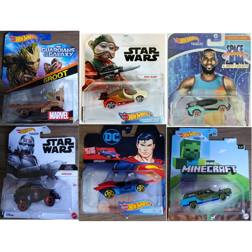 Hot Wheels Character Cars Star Wars - Marvel - DC - Minecraft - Space Jam