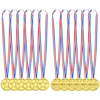 Lote De 30 Medalhas De Ouro Com Fita , Infantis Olímpicas , Prêmio De Futebol Medalha De Plástico Para Festa De Competição Dia Esportivo