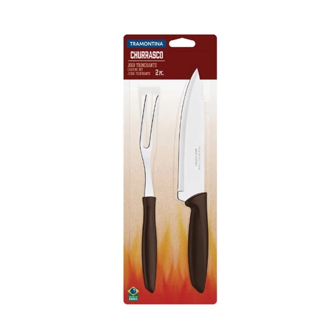 KIT DE FACA DE CHURRASCO + GARFO TRAMONTINA AÇO INOX | Shopee Brasil
