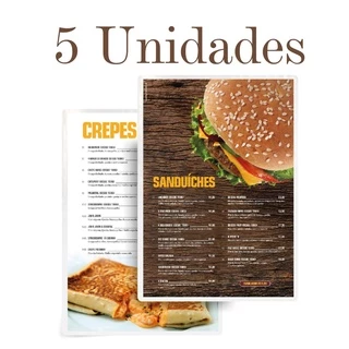 Kit 5 - Cardápio Plastificado Personalizado a4 - Restaurante Lanchonete Sorveteria Doceria
