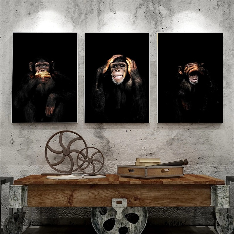 Quadro Decorativo Macaco Chimpanze Arte Abstrata Natureza