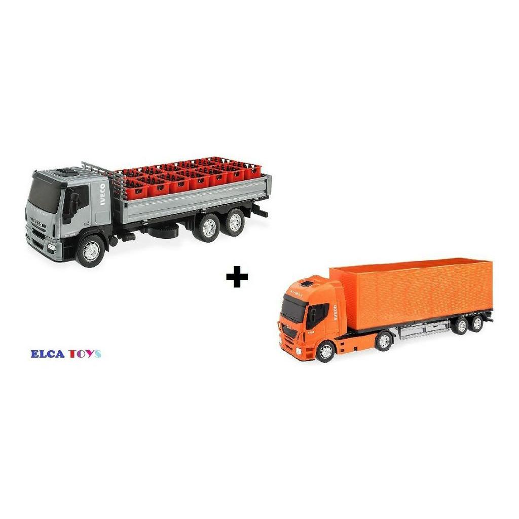 Kit Dois Caminhoes de Brinquedo - 1 Caminhão Baú Com Acessórios +