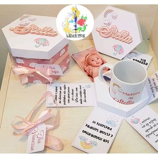 Kit Caixa Caixinha Explosão + caneca Madrinha dinda Dinha Padrinho dinho dindo convite presente