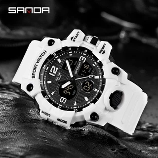 SANDA Homens Militar Relógios Branco Relógio Do Esporte Estilo LED Digital 50 M À Prova D