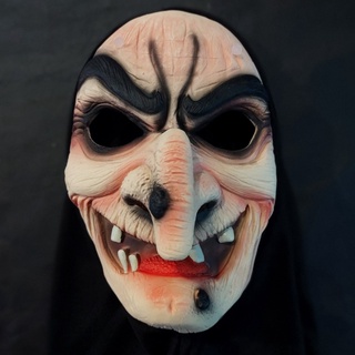 Máscara Halloween Terror Velha Bruxa Assustadora Com Cabelo