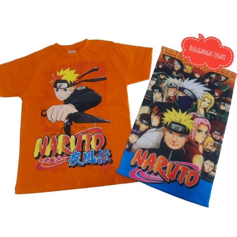 Camiseta Infantil Menino Naruto Estampa Frontal Sasuke Manga Curta Laranja