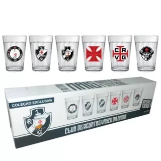Jogo 06 Copos Americanos Vasco da Gama 190ML com Caixa
