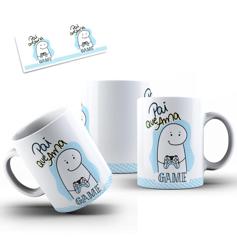 Caneca meme flork pai que ama game personalizada 325ml