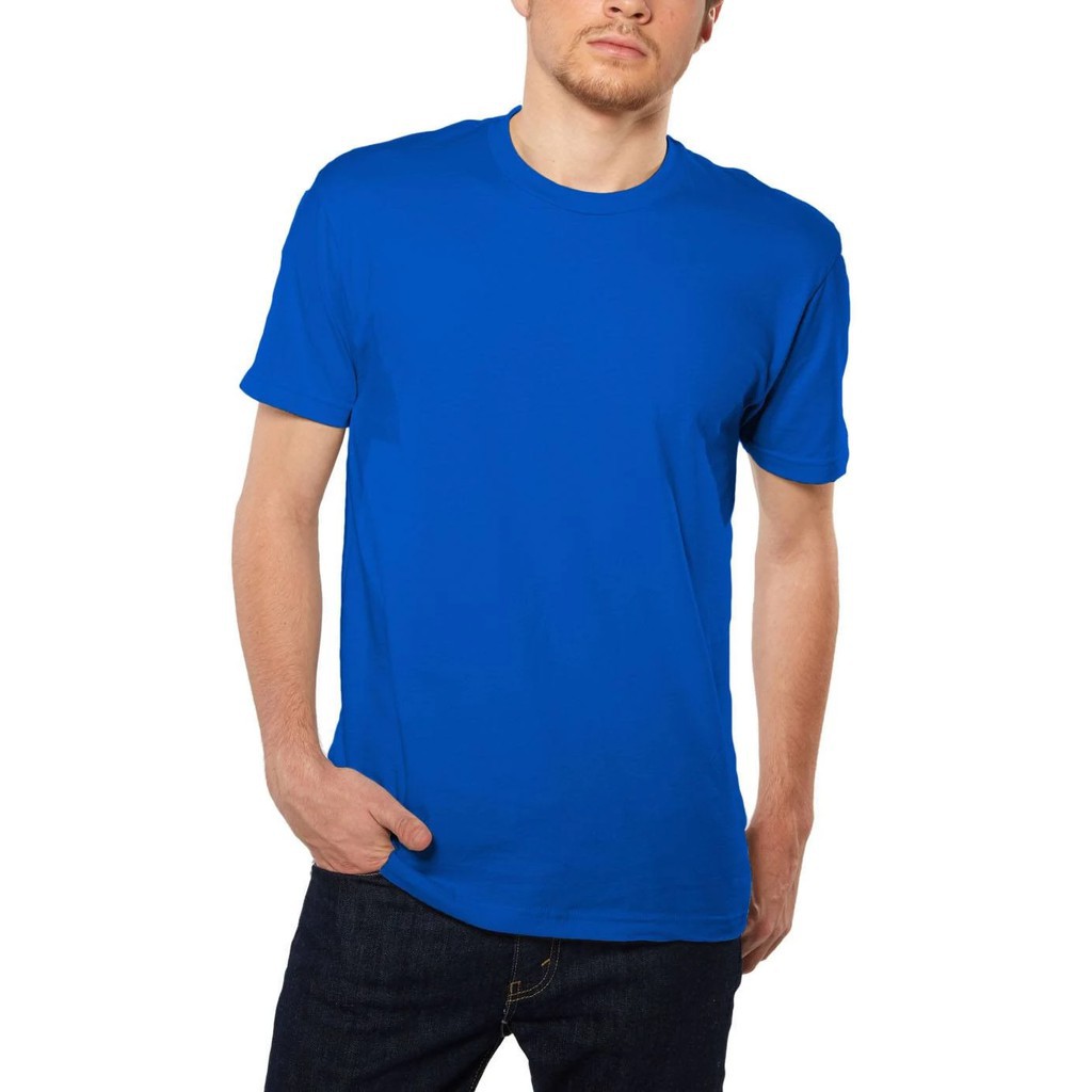 Camiseta Azul Royal Básica Gola Redonda Lisa Sem Estampa