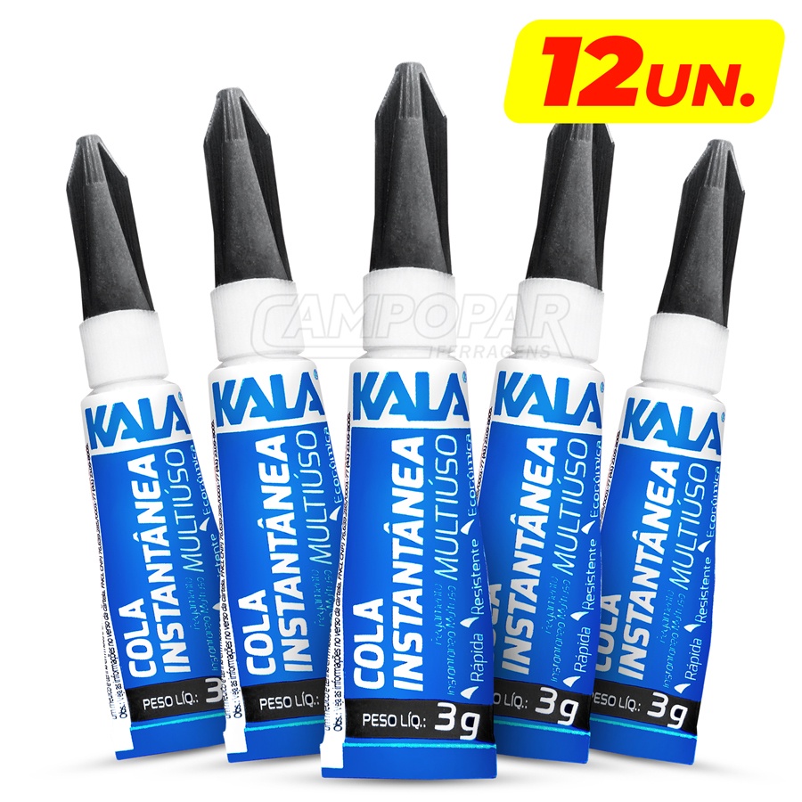 Kit 12 Cola Instantânea Adesivo Tipo Bonder Kala Blister 3g | Shopee Brasil