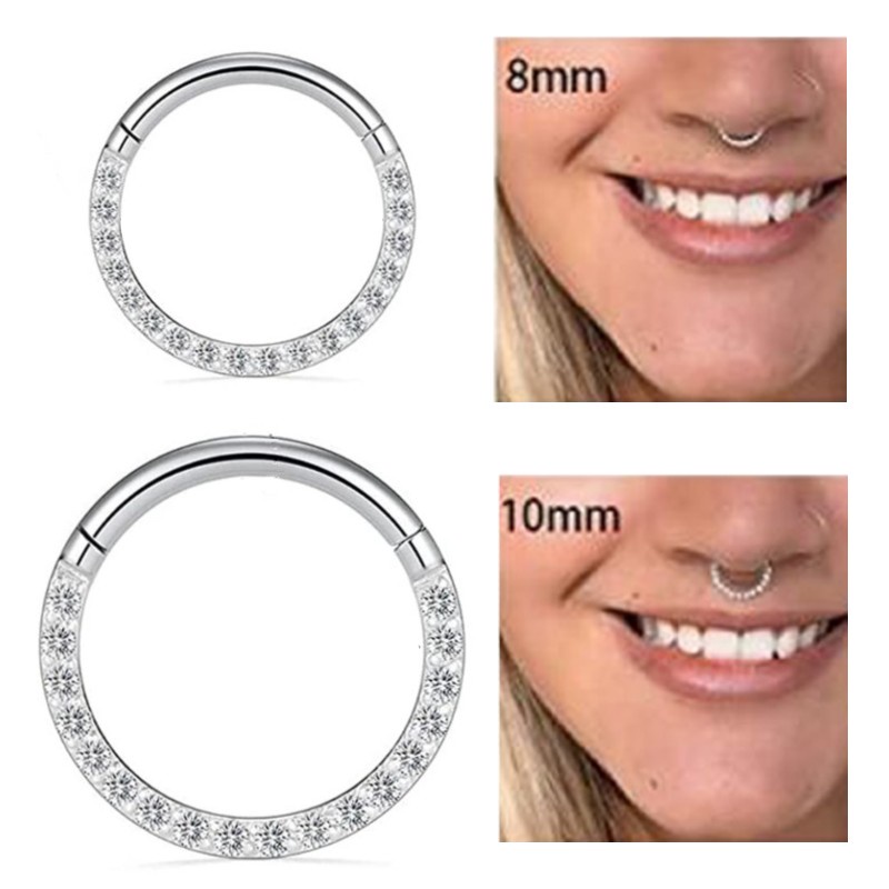 Vitaltyextracts Conjunto de piercing de nariz hipoalergênico 8 peças, 20 G,  de aço cirúrgico, com diamantes redondos, Aço inoxidável, Zircônia cúbica