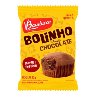 Bolinho de Chocolate sem Recheio Bauducco - Sachê 30g, Caixa com 112 unid.