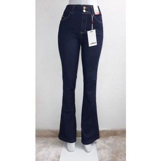 Calça jeans feminina flare com elastano Loopper