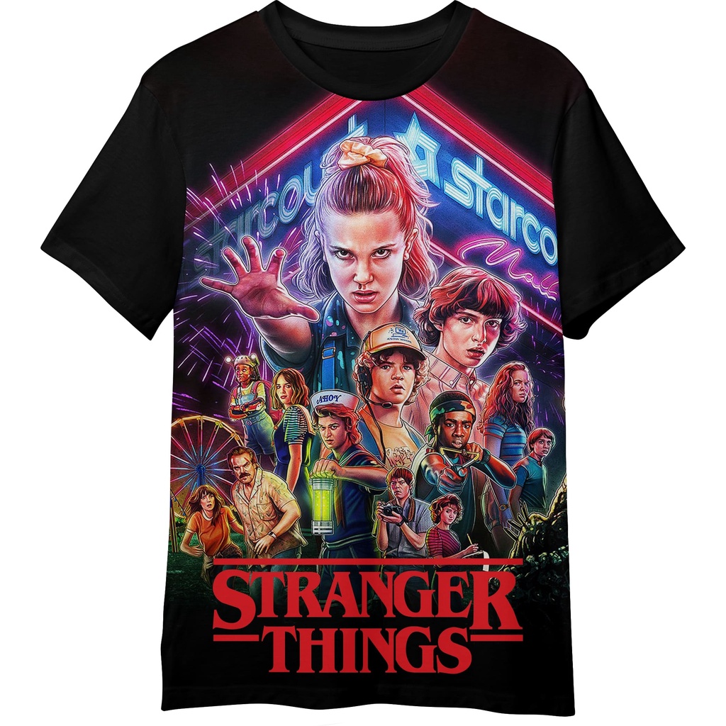 Camiseta juvenil Dustin Stranger Things preta, Netflix