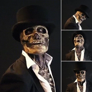 Máscara De Caveira Assustadora Reutilizável De Látex Cosplay Fantasia De Halloween Mascarada Creepy Skull