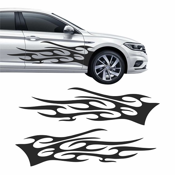 Par De Adesivo Faixa Lateral Tribal Carro