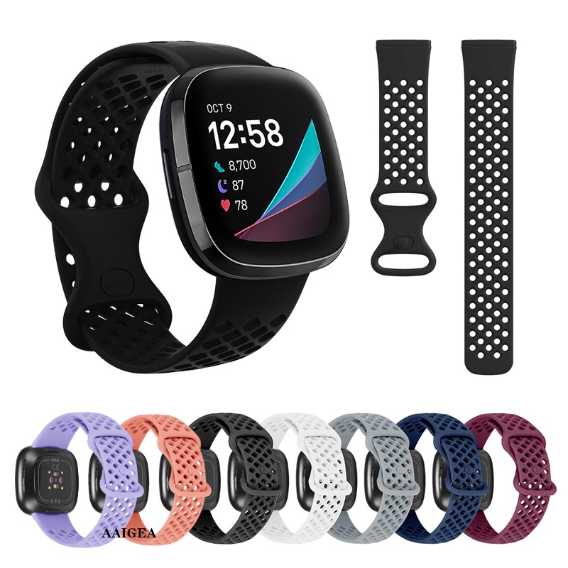 Pulseira De Silicone Flexível Respirável Para Fitbit Versa 3 Sense