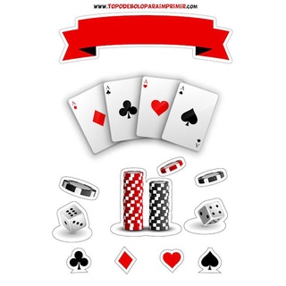 Topo De Bolo Topper CARTAS BARALHO POKER CASSINO Cortado Colado ...