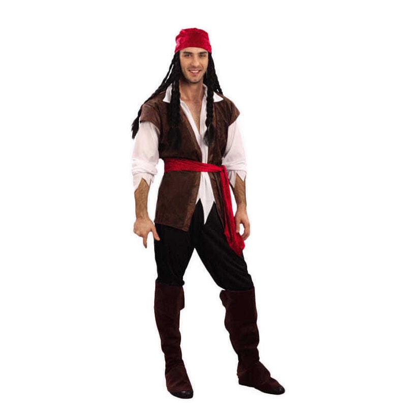 Fantasia de capitão pirata, adulto, masculino, traje de pirata