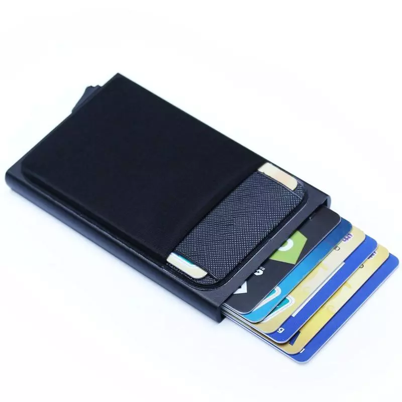 Homens Porta-Cartões De Bolso De Alumínio Identificação Com Dinheiro RFID Bloqueio De Carteira Metálica Fina