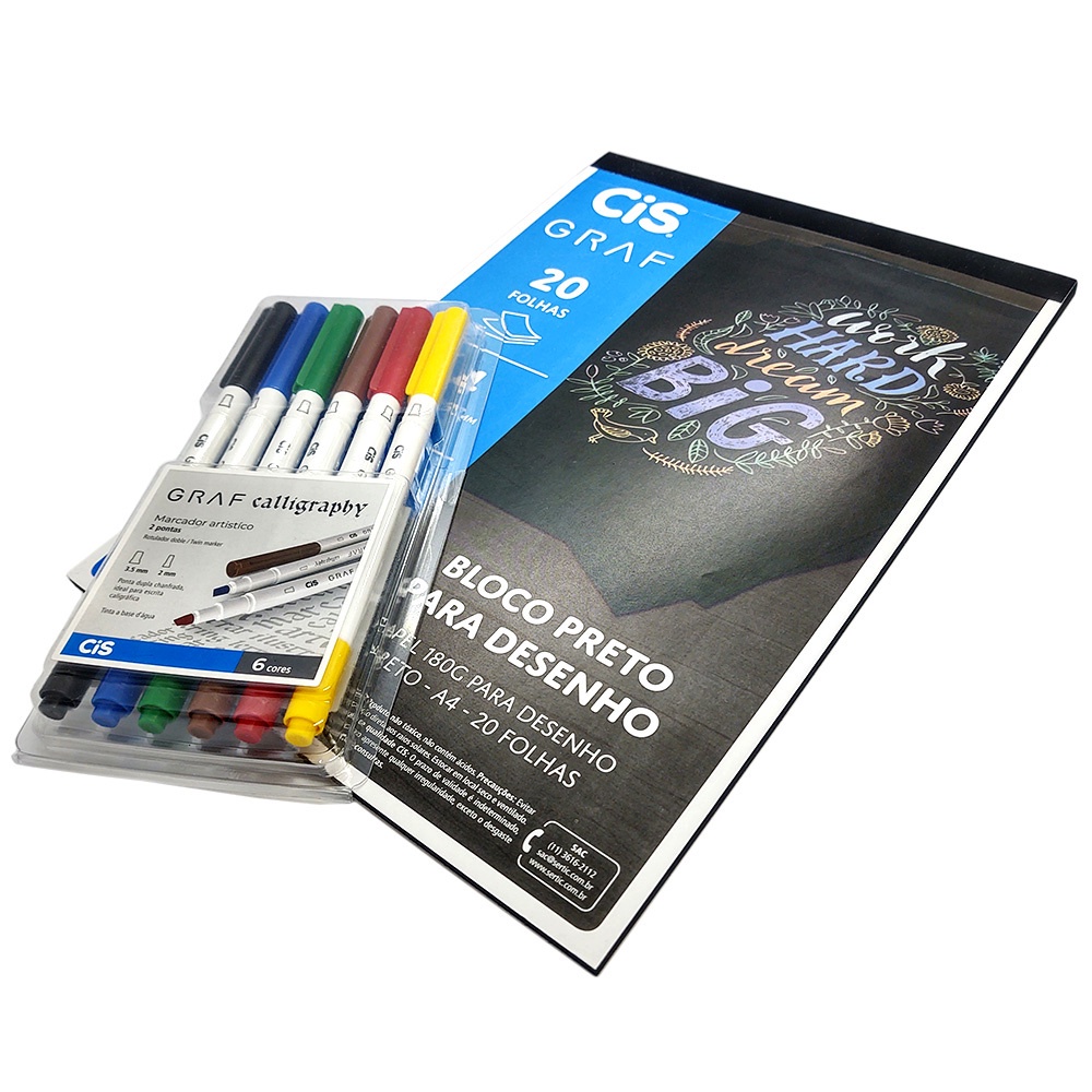 Bloco Preto Desenho Marcador Artístic Calligraphy Cis Graf Shopee Brasil 5573