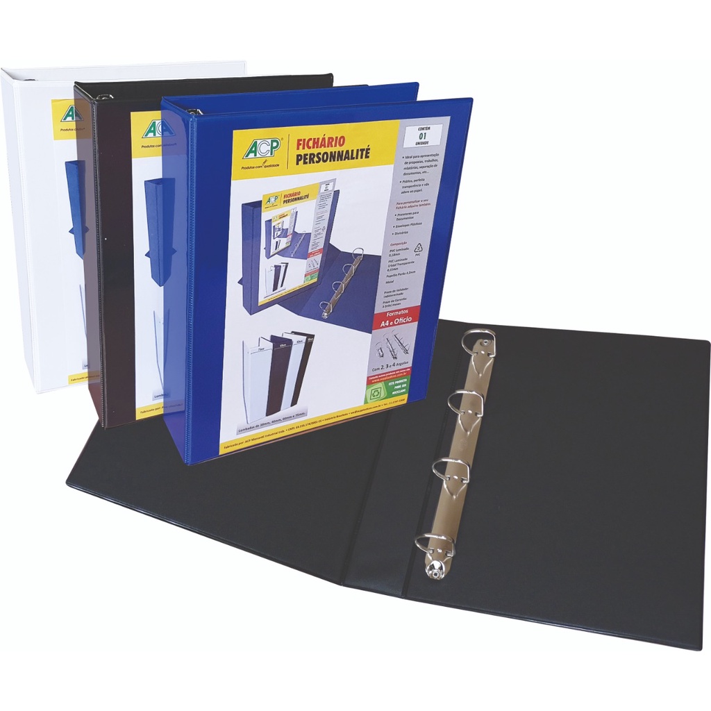 Fichário Personalizável c/4 Argolas A4 40mm Cores a Escolha