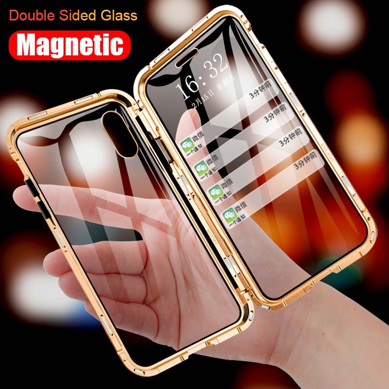 iPhone 7 8 6 6s Plus 11 Pro XS XR XSMax Caixa Traseira De Vidro Temperado Com Absorção Magnética