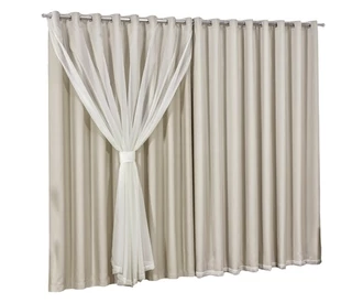 Cortina Blackout Com Voil voal 2,60mts X 1,70mts Corta Luz Tecido Macio Minimalista para Decoracao de Interiores