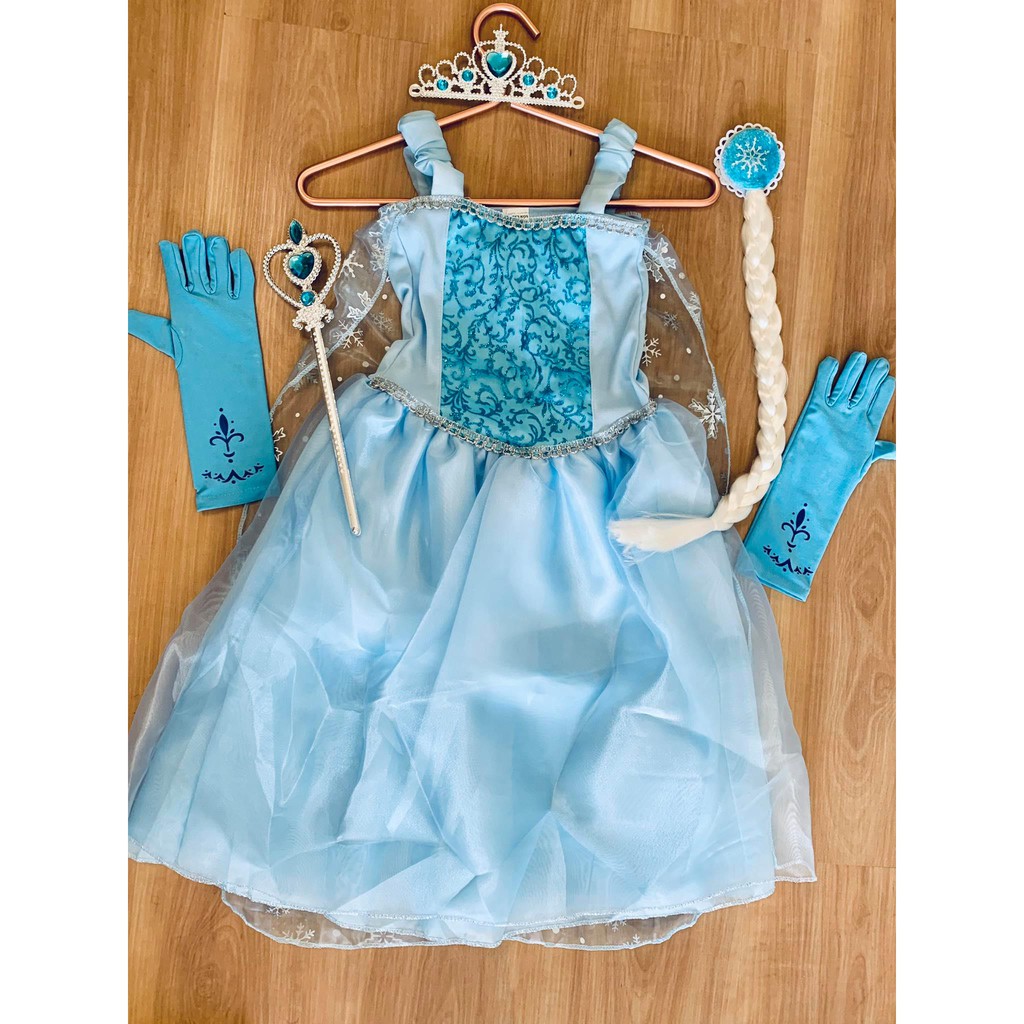 Vestido Fantasia Frozen Elsa Completa com Acessórios 1 a 8 anos